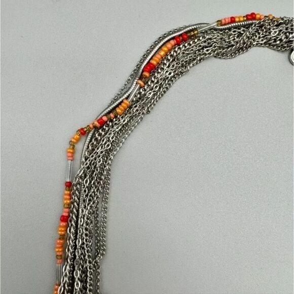 Vera Wang NecklacE Coral Pink Beads Silver Tone Layered Strands NWOT 28"-30" - Picture 8 of 10